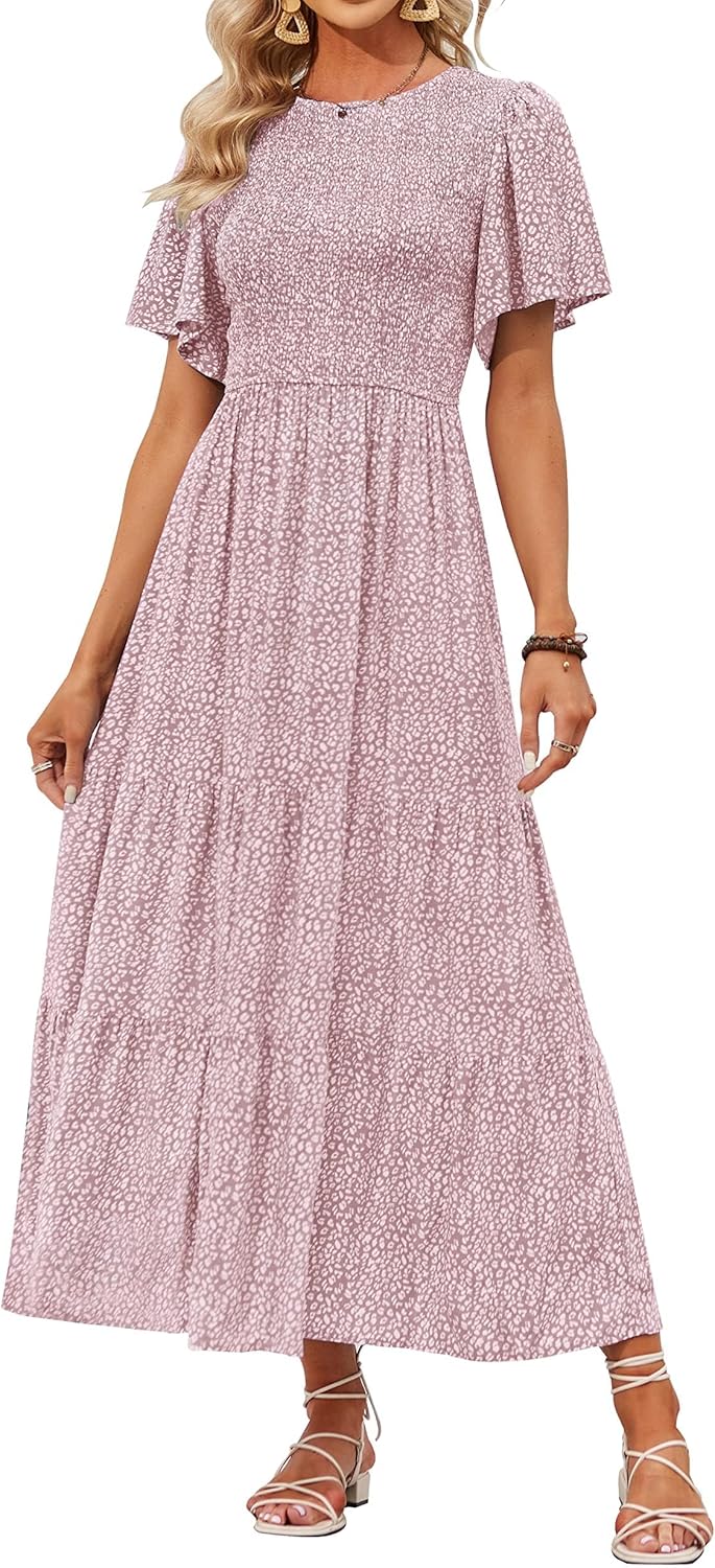 ZESICA Women's Floral Print Maxi Dress for Summer Style