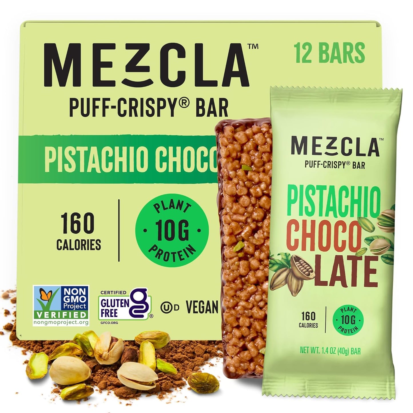 Mezcla Puff Crispy Protein Bars - Vegan, Gluten Free, 10g Protein