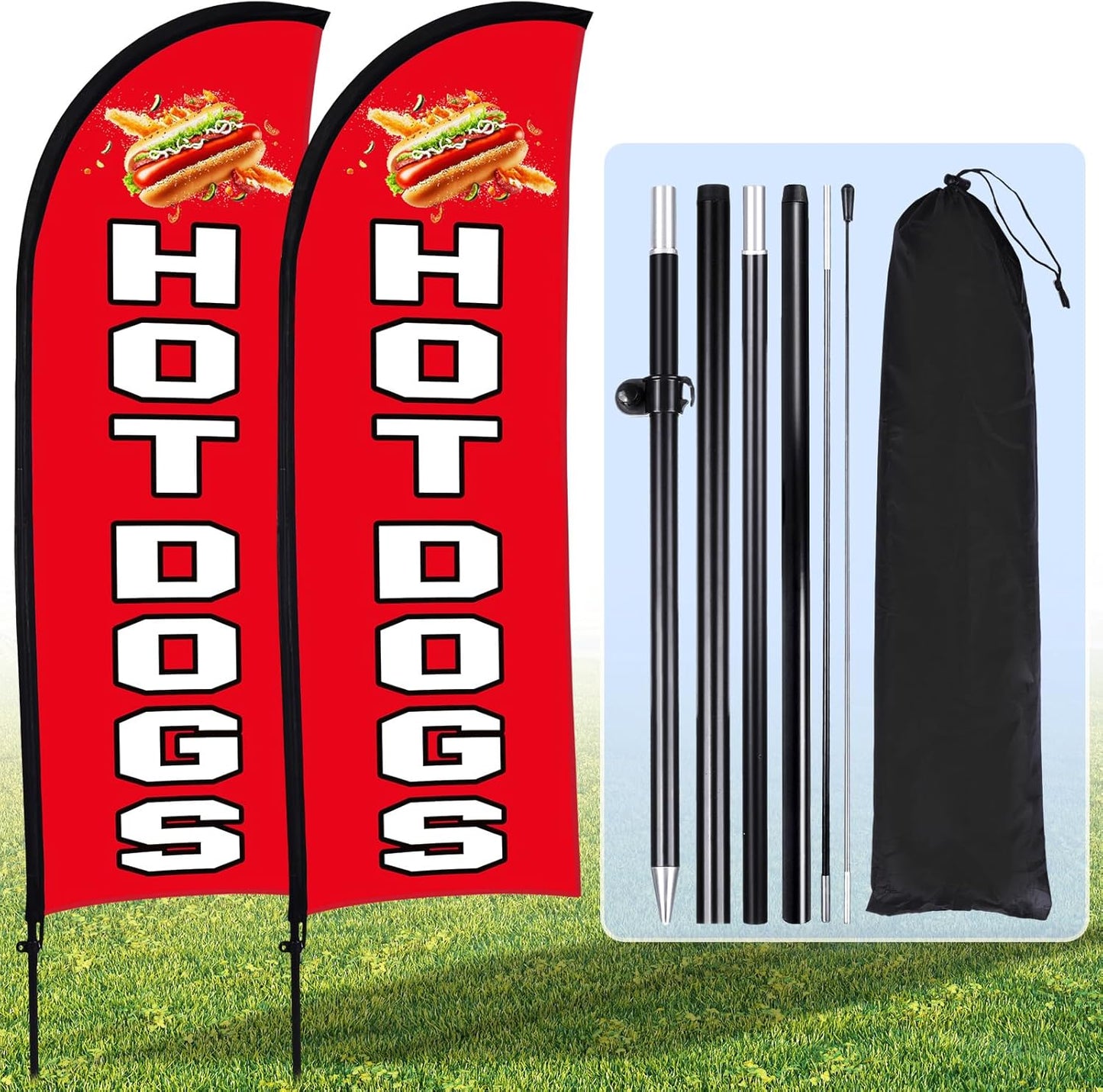 Hot Dogs Feather Flag Kit for Effective Restaurant Advertising