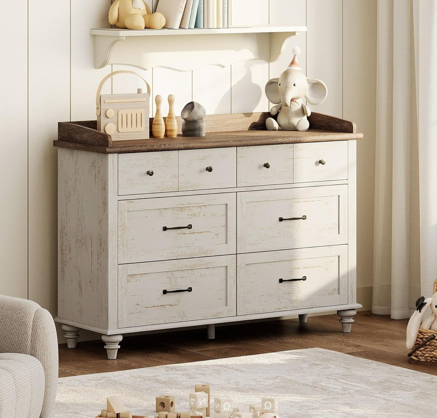 WAMPAT Baby Dresser with 6 Drawers for Kids Room Storage