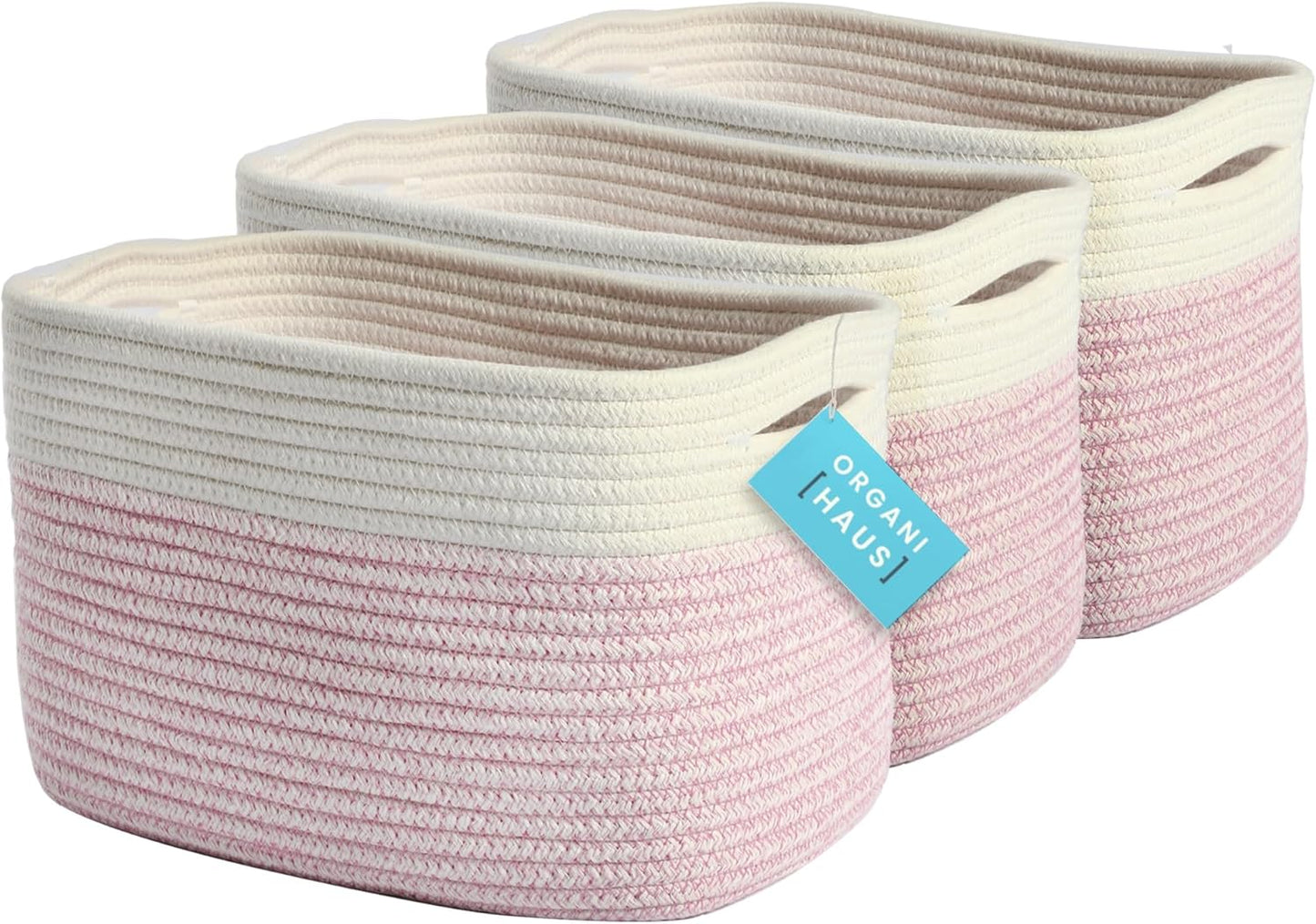 OrganiHaus Set of 3 Woven Storage Baskets for Home Organization
