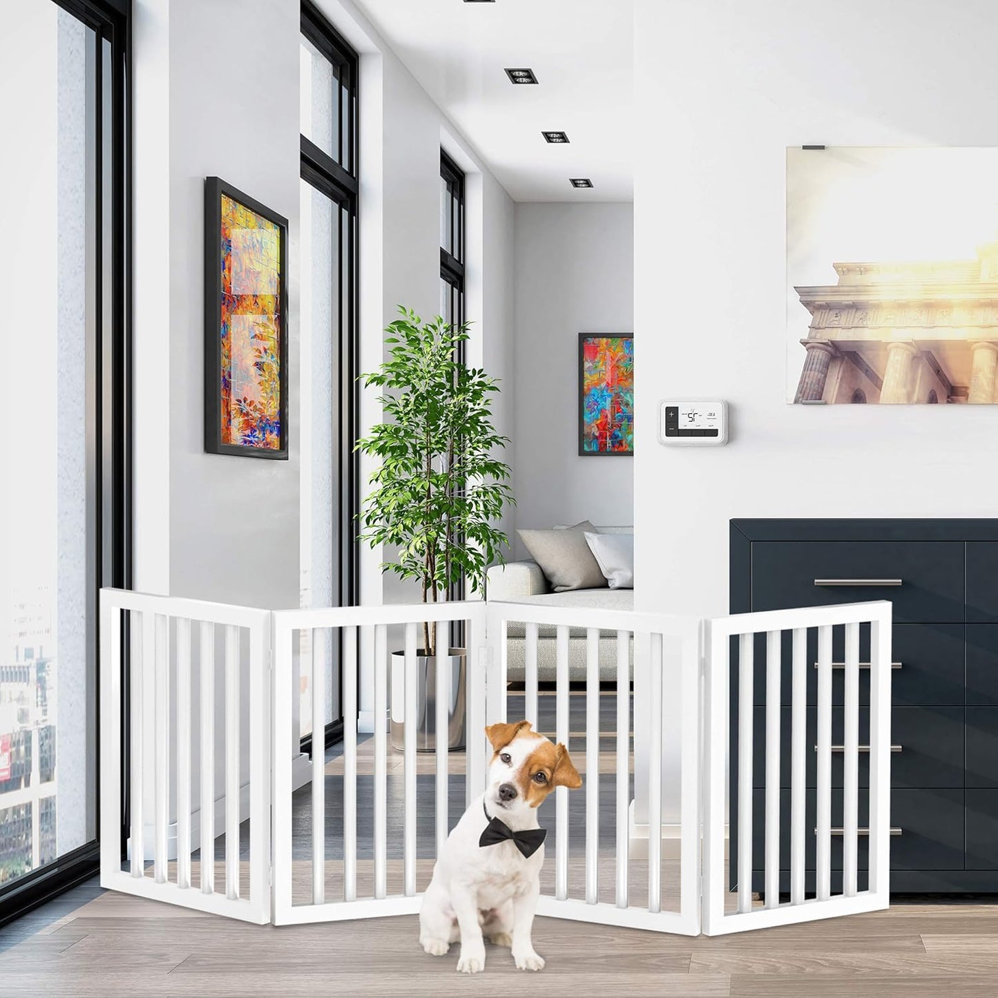 Indoor Pet Gate - 4-Panel Folding Dog Gate for Home Use