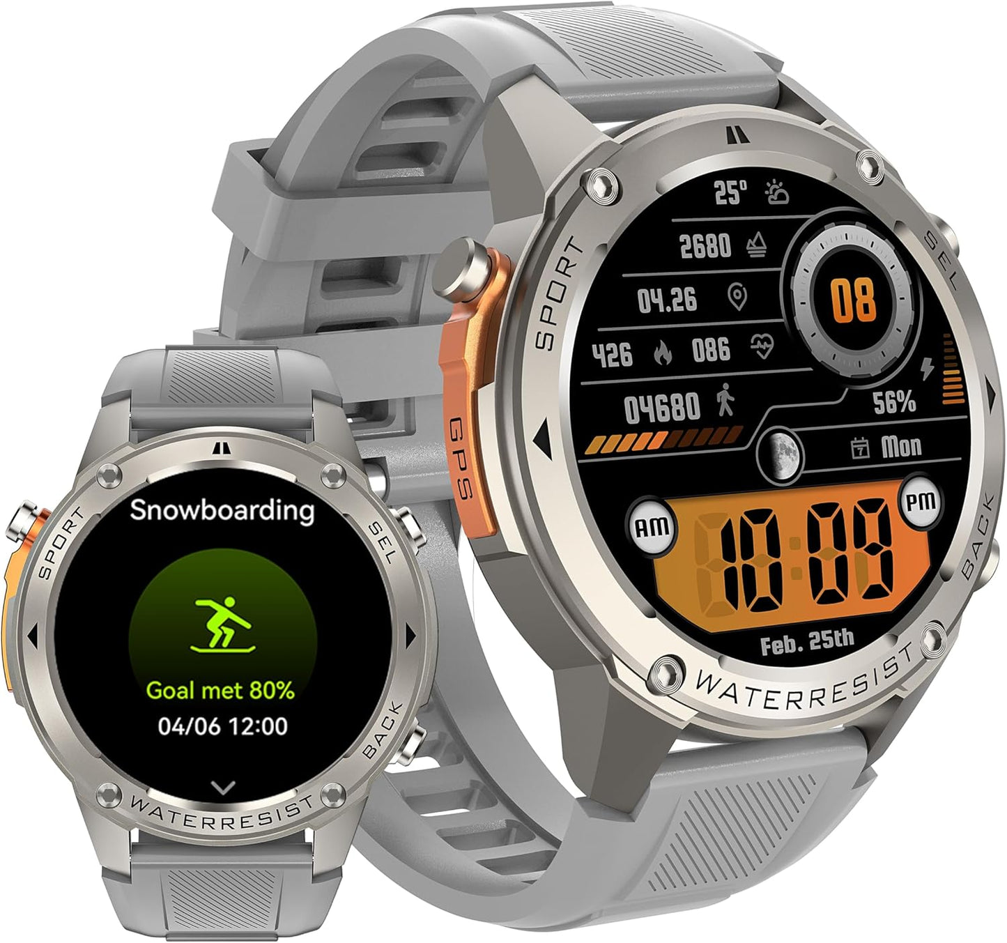 Military Smart Watch with GPS, AMOLED Screen, and 50M Waterproof