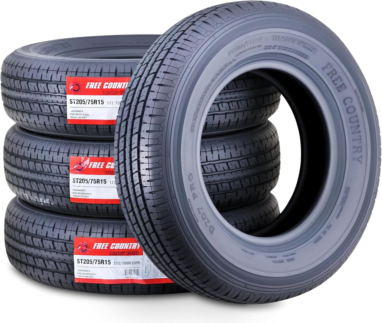Set of 4 Heavy Duty Trailer Tires ST205/75R15 for Trailers