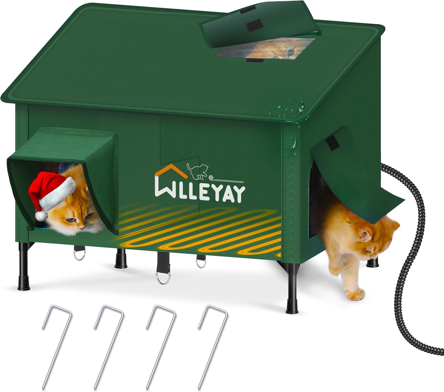 Upgraded Extra Large Heated Cat House for Outdoor Winter Use