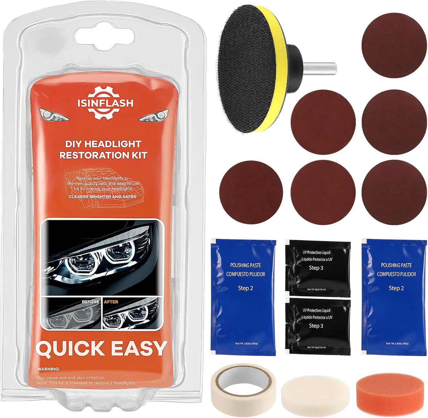 Revive Headlights in 3 Steps - ISINFLASH Kit