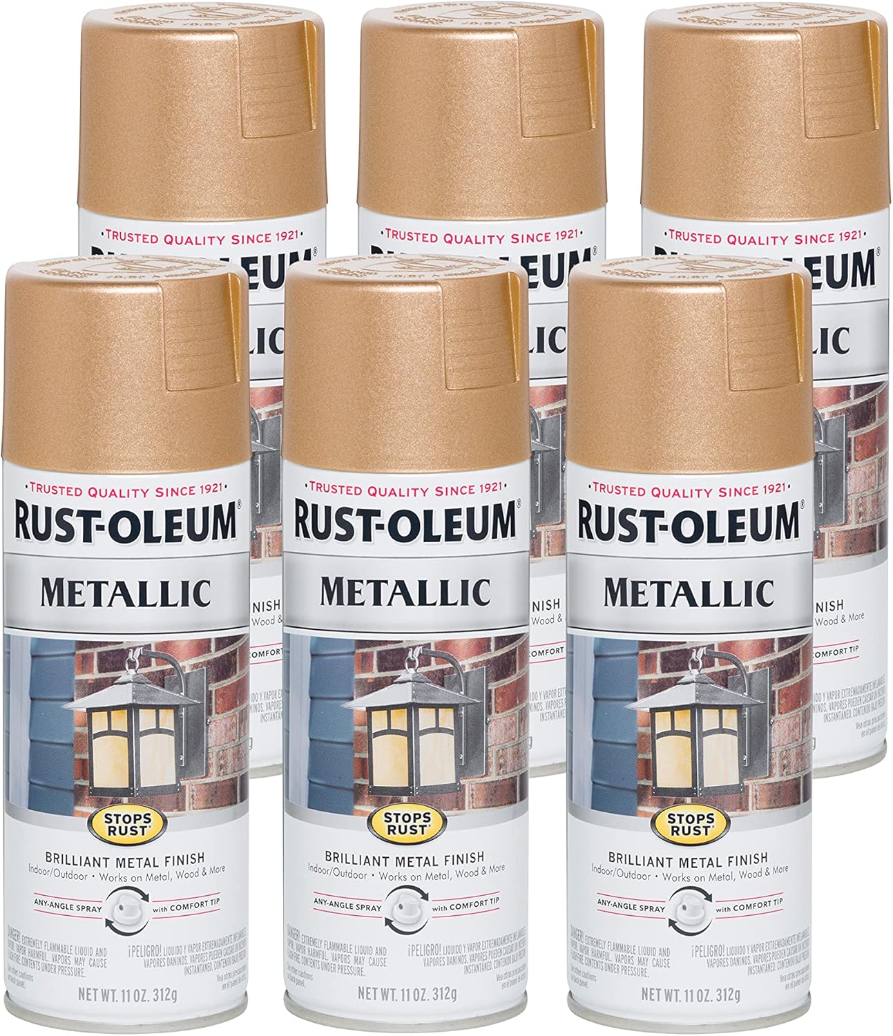 Rust-Oleum Stops Rust Metallic Spray Paint 6 Pack in Warm Gold