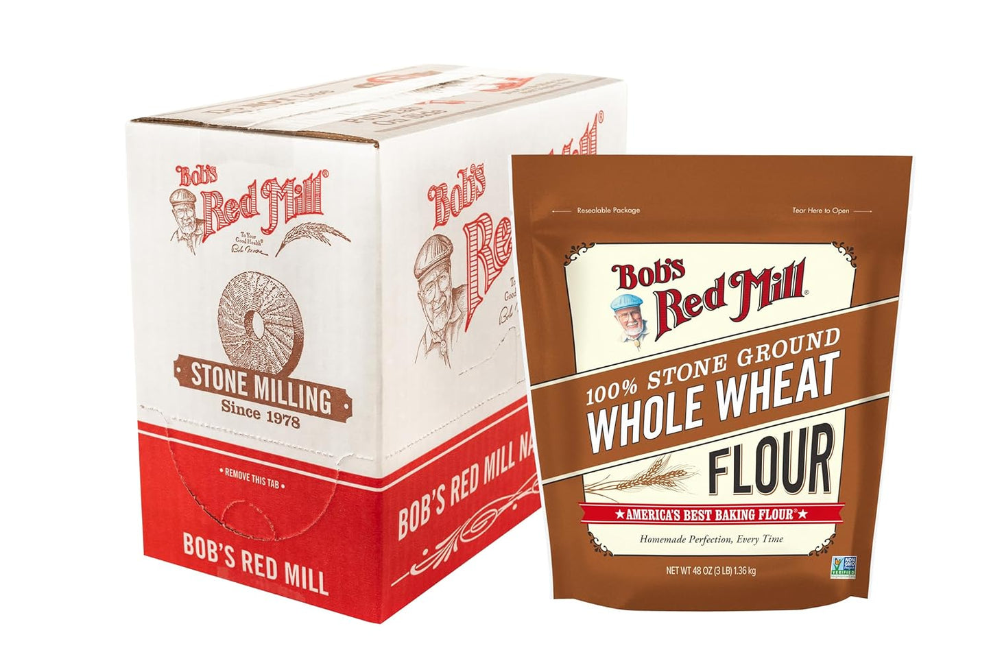 Whole Wheat Flour for Baking Perfection - 3 lb Pack of 4