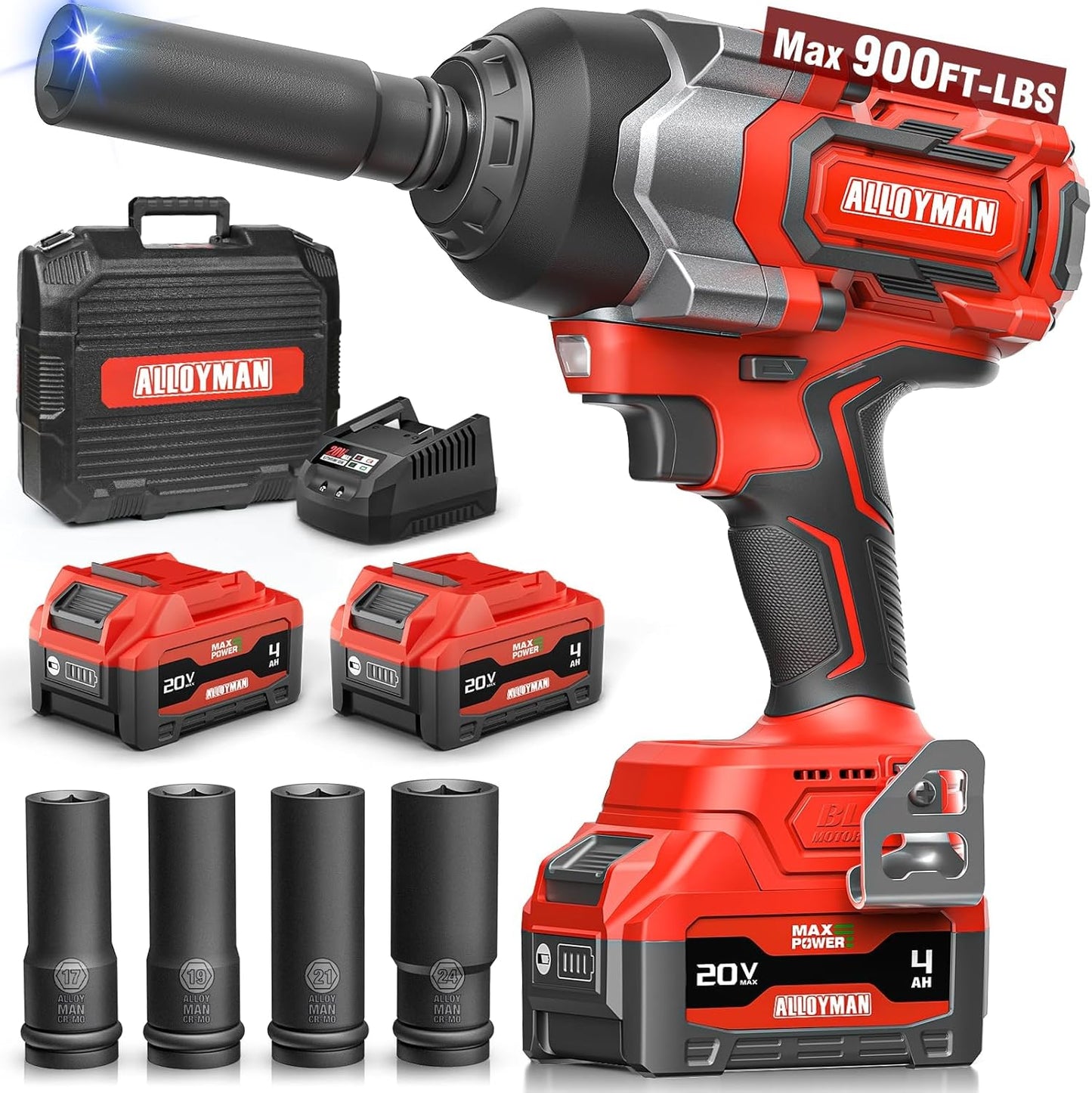 Cordless Impact Wrench with 900Ft-lbs Torque for Heavy Duty Use