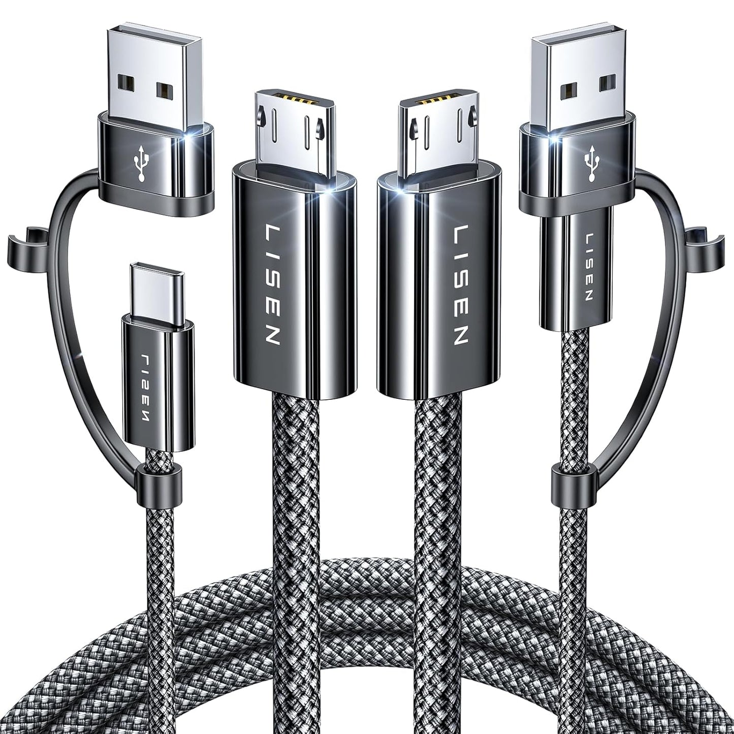LISEN 2-Pack USB C to Micro USB Cable - Fast Charging for All Devices