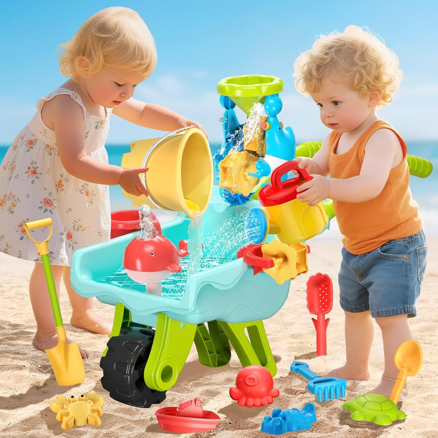 Beach Water Sand Toys for Kids - Fun Trolley Car Set for Summer