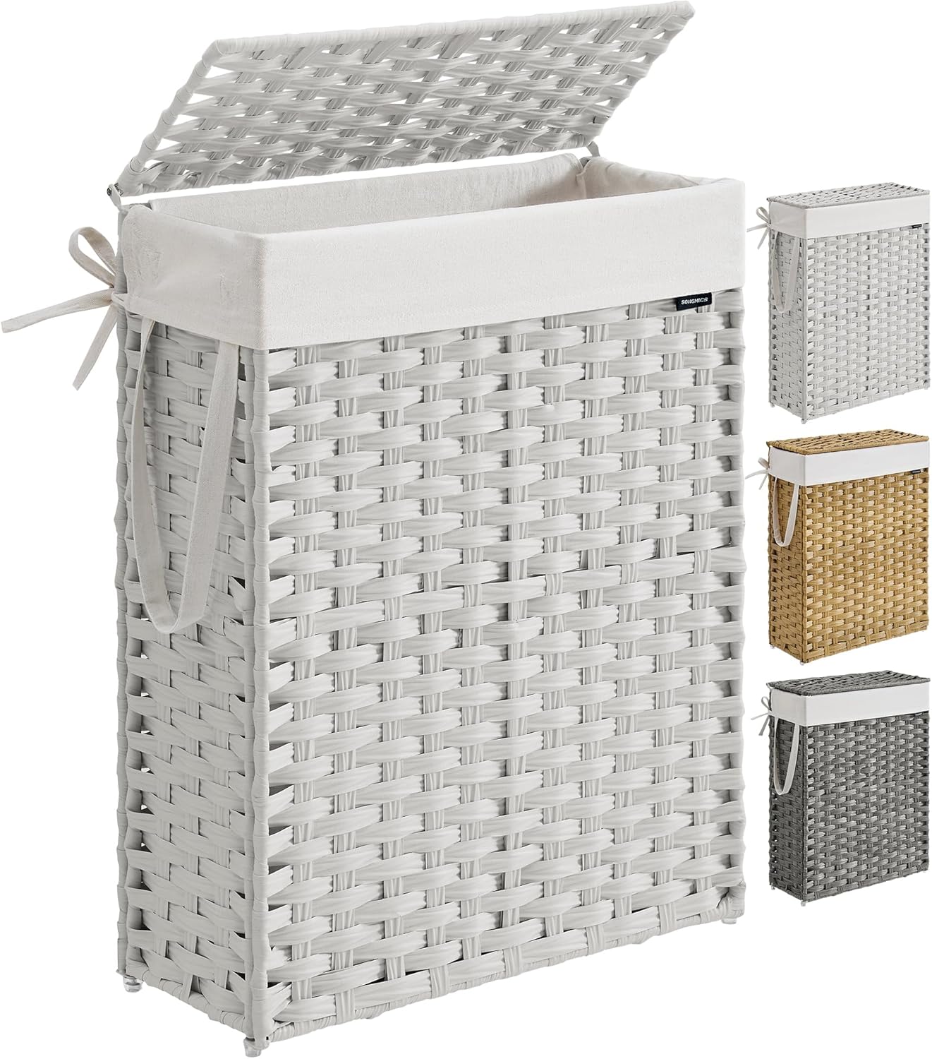 SONGMICS Slim Laundry Hamper with Lid for Stylish Storage