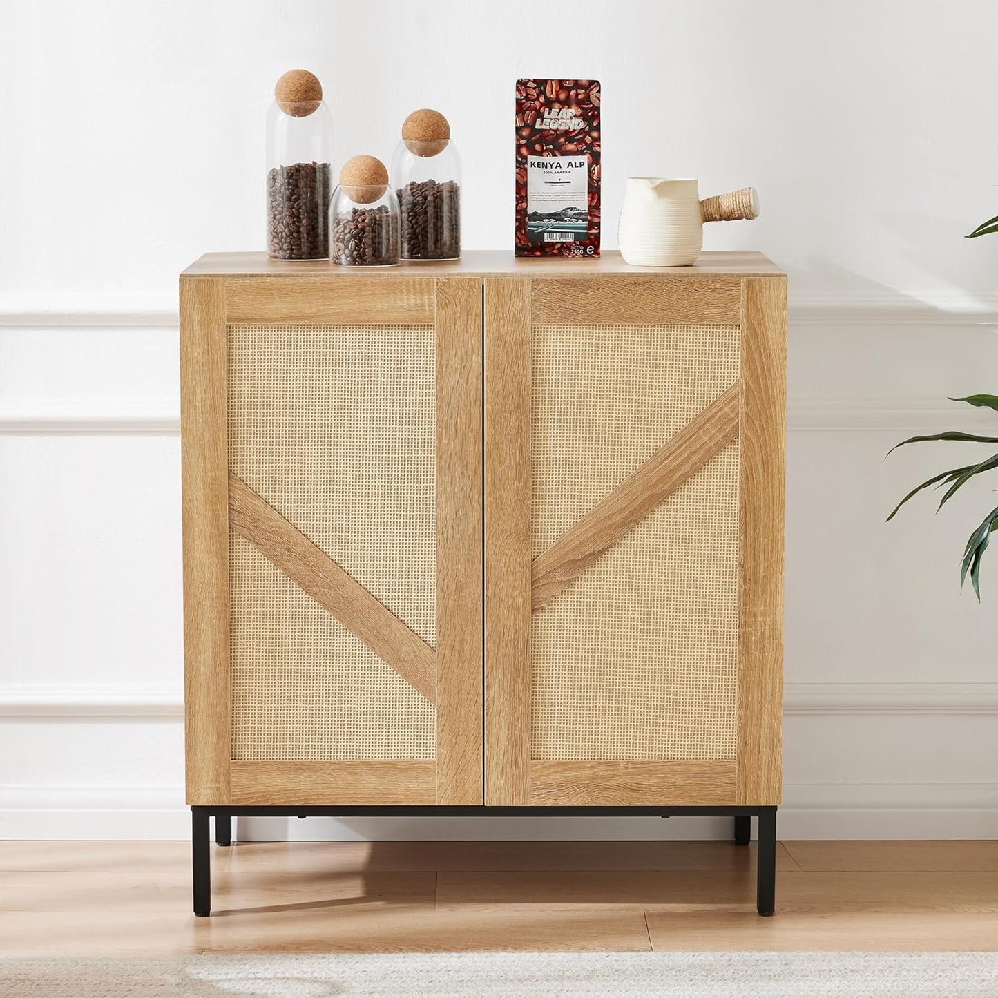 Boho Rattan Buffet: Farmhouse Chic Storage