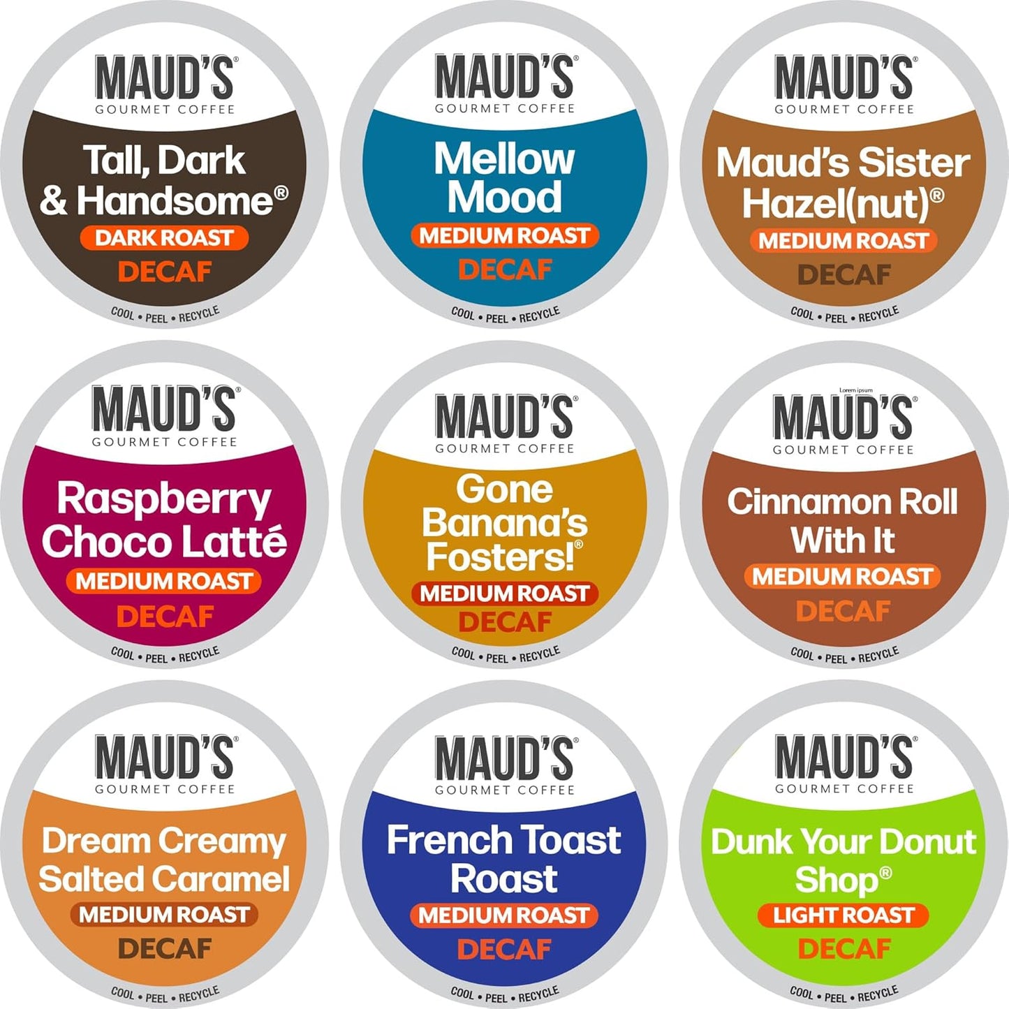 Maud's Decaf Coffee Pods Variety Pack - 9 Assorted Flavors
