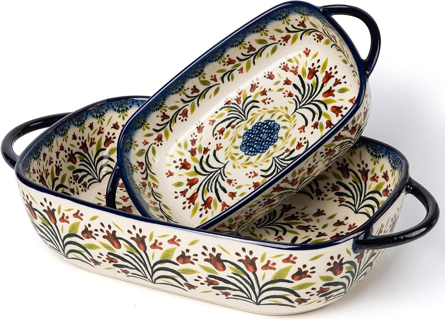 Ceramic Rectangular Baking Dishes Set - 2pc Blue Casserole