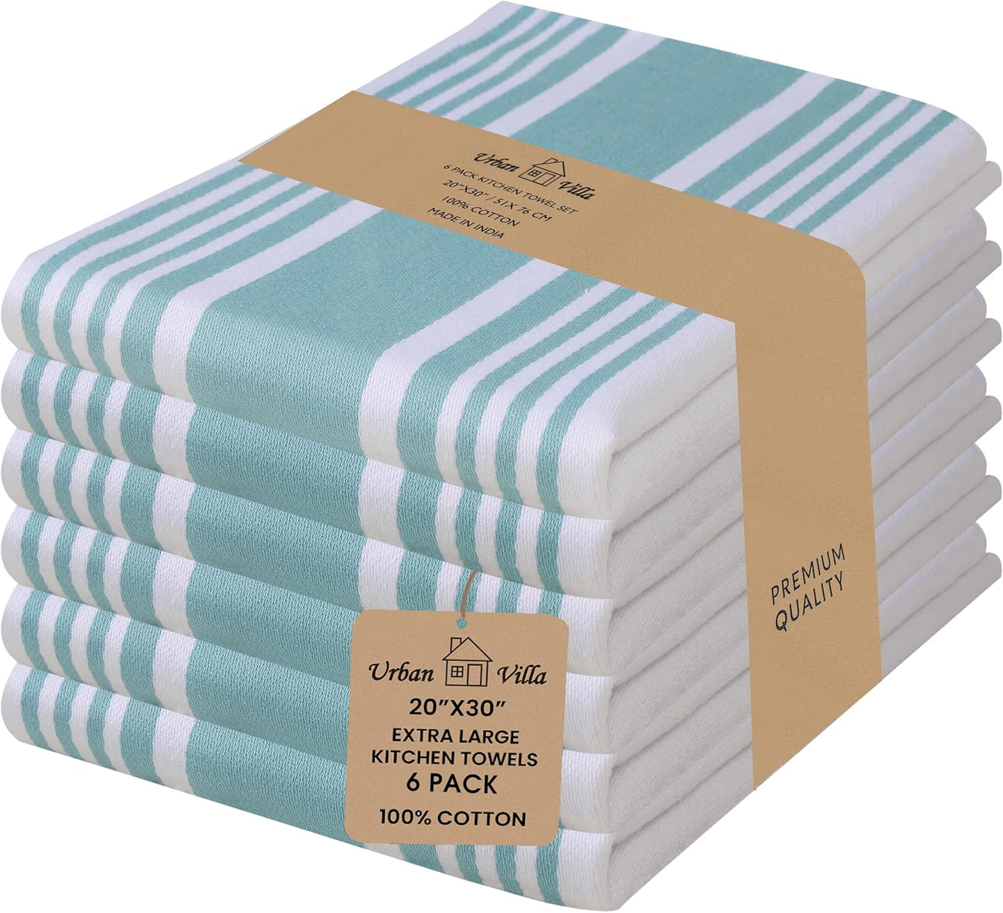 Urban Villa Kitchen Towels Pack of 6 - Soft & Absorbent Dish Towels