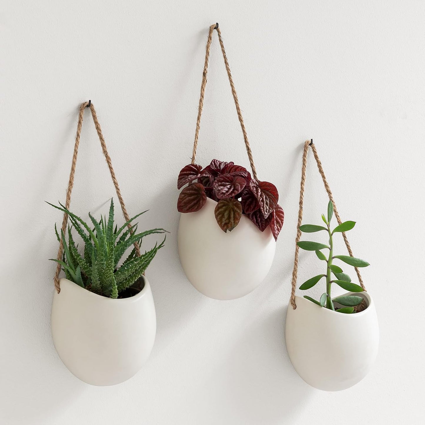 Kazai Wall Planters -Ellie- Hanging Ceramic Plant Pots Set
