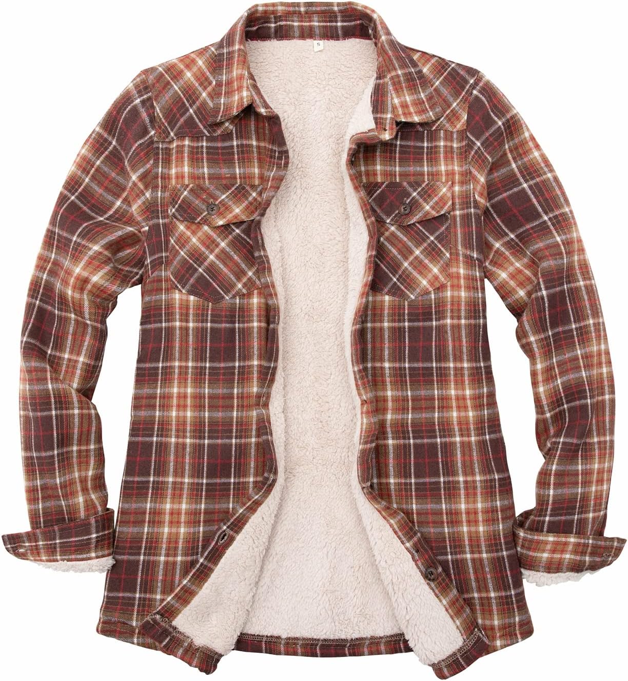 ThCreasa Womens Sherpa Lined Flannel Jacket for Cozy Warmth