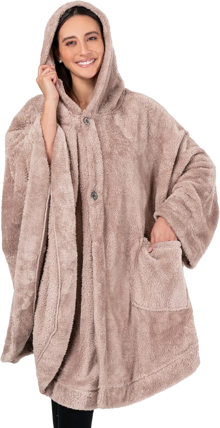 Cozy Sherpa Hooded Poncho - Perfect Gift!