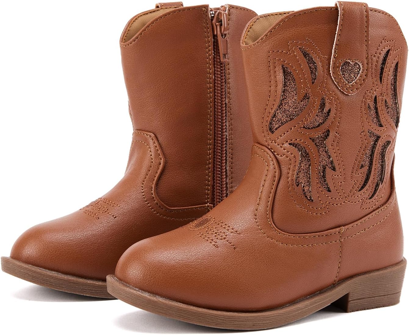 Toddler Girls Cowboy Boots with Side Zipper for All Seasons