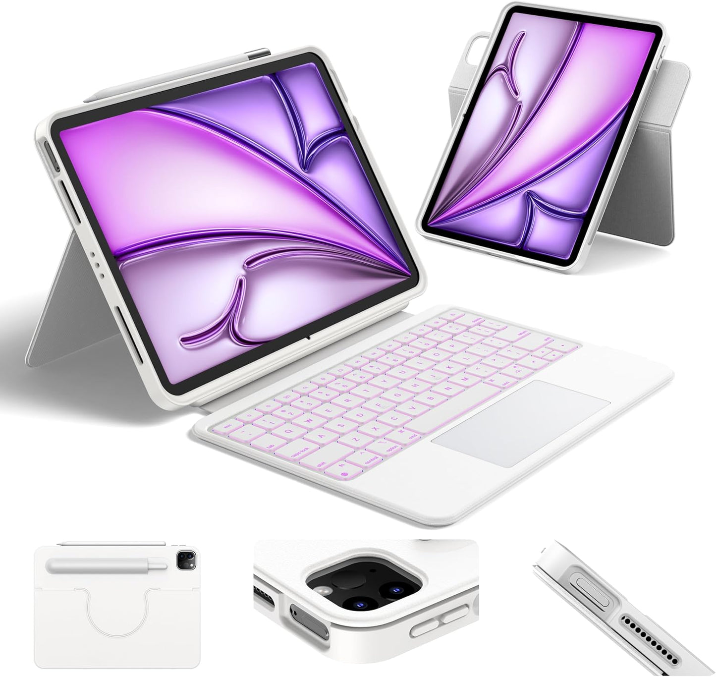 HOU iPad Air 11 Case with Keyboard: Detachable & Rotatable Design