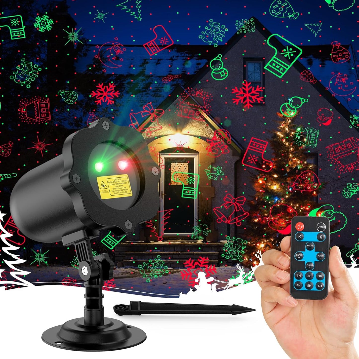 SHYVIAN Christmas Laser Lights: 16 Patterns, Waterproof, Timing