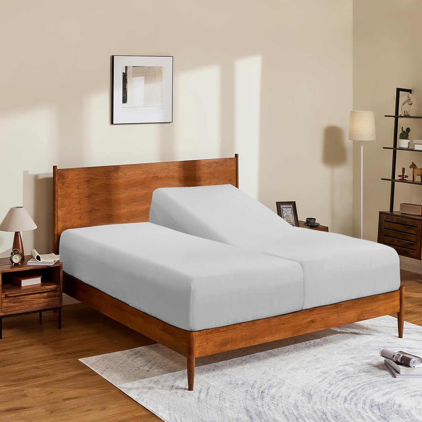 Split King Twin XL Fitted Sheets 100% Egyptian Cotton 600 TC