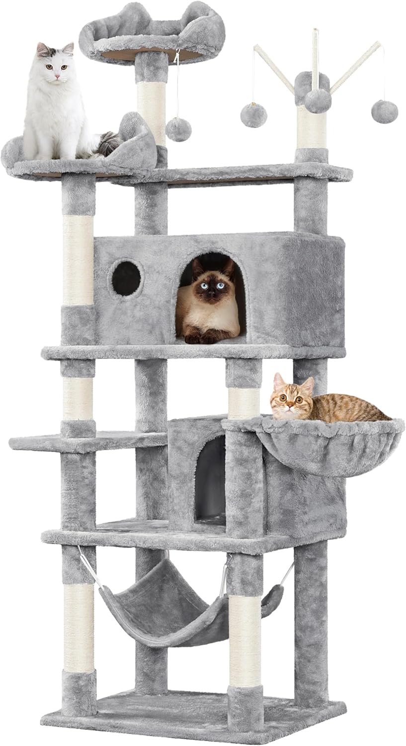 Yaheetech 67in Large Cat Tree with Multi-Level Activity Center