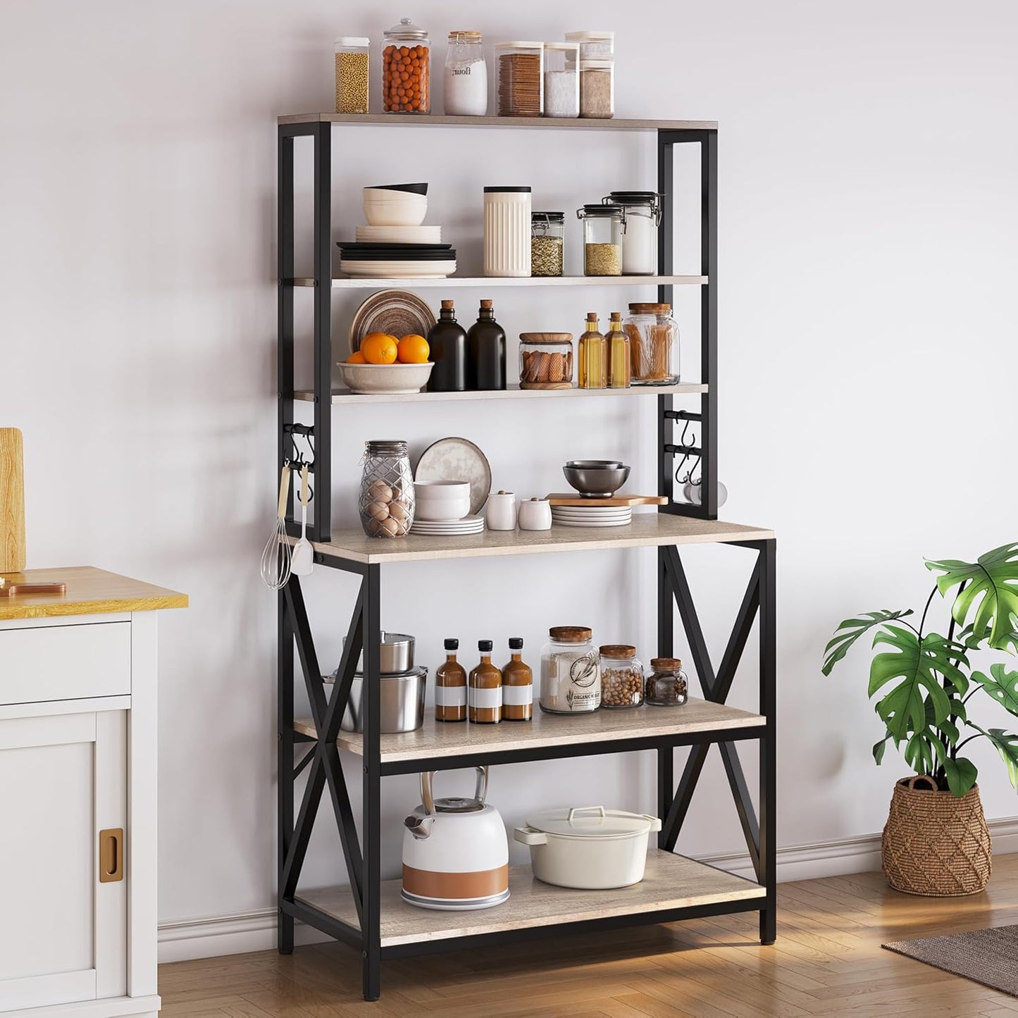 Yaheetech 6-Tier Kitchen Rack Table: Space-Saving Grey Organizer