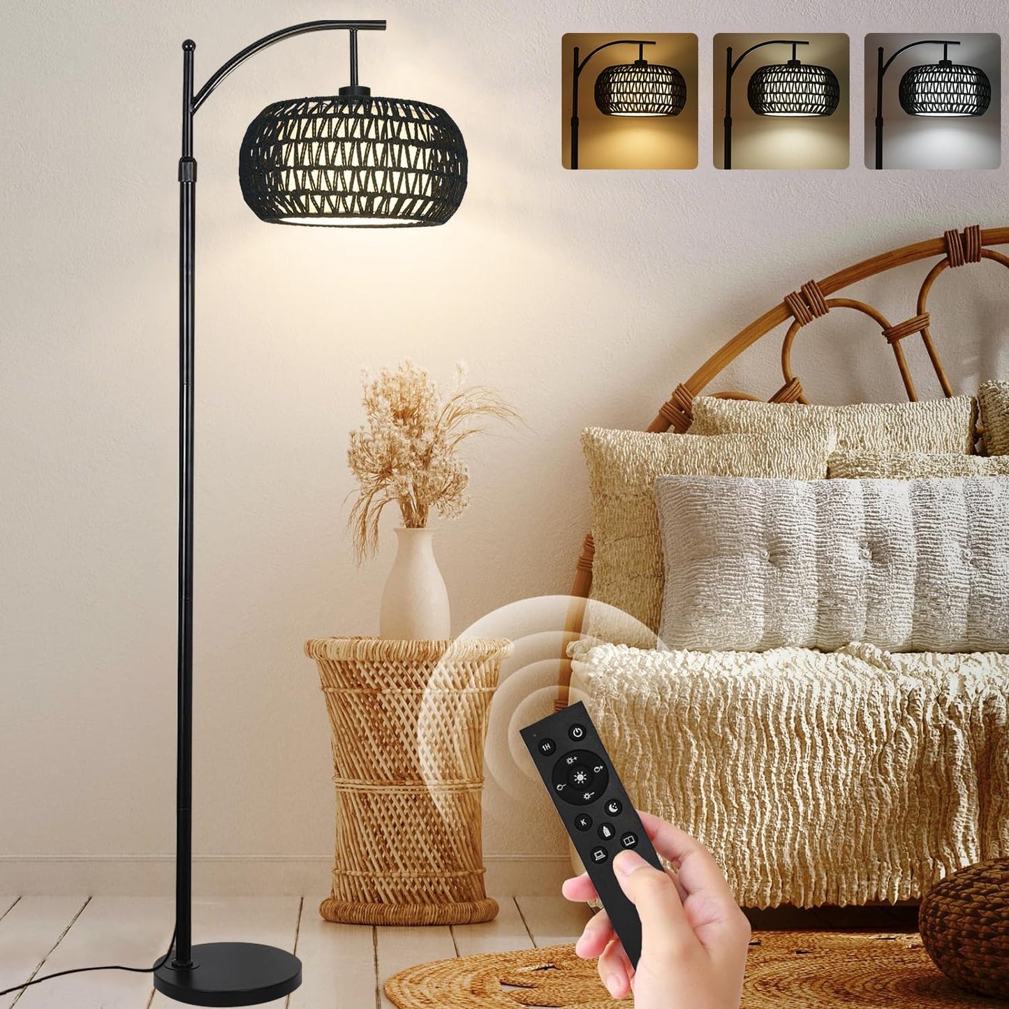Arc Floor Lamp with 3 Color Temperatures for Home Decor