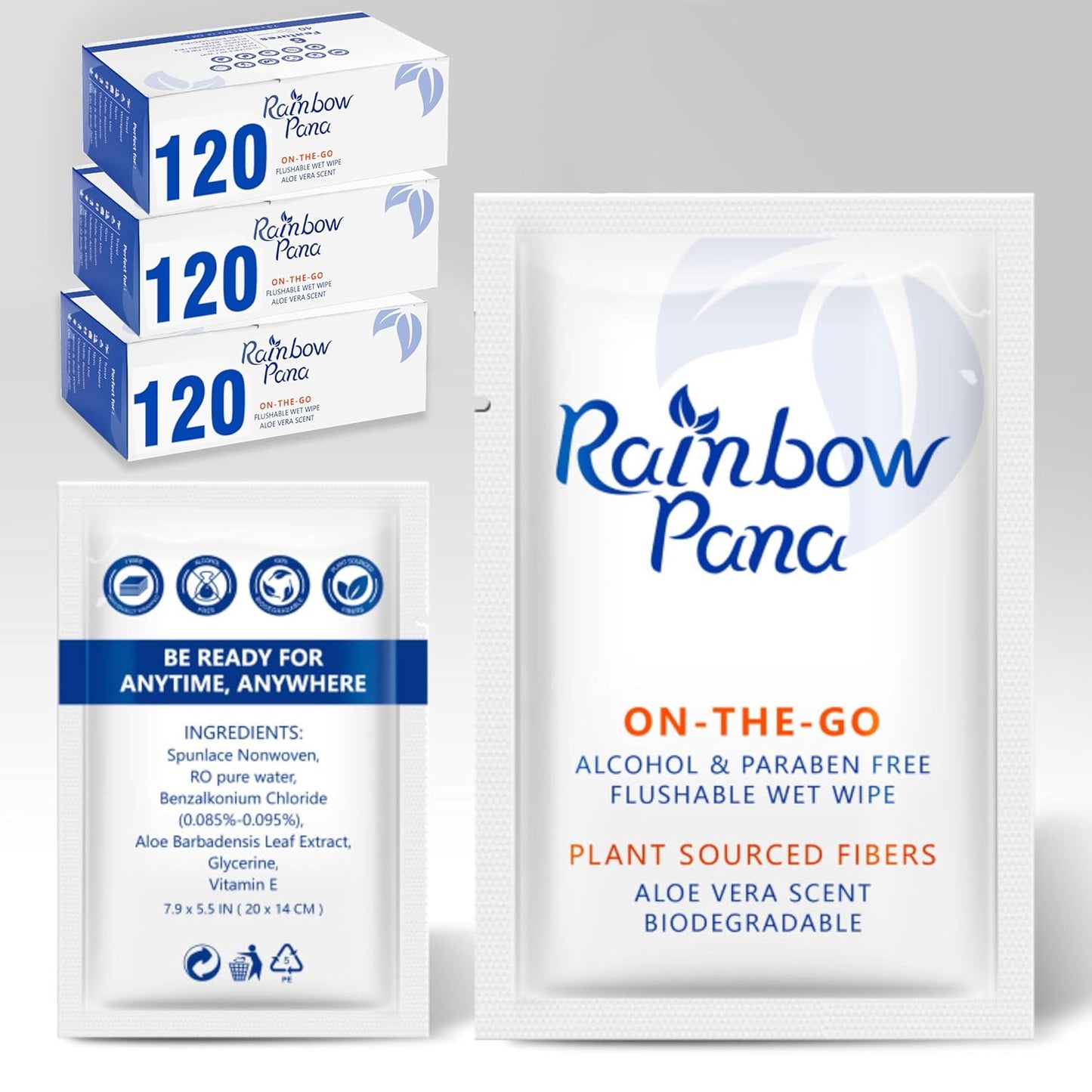 RainbowPana Flushable Wipes for Gentle Cleansing on the Go