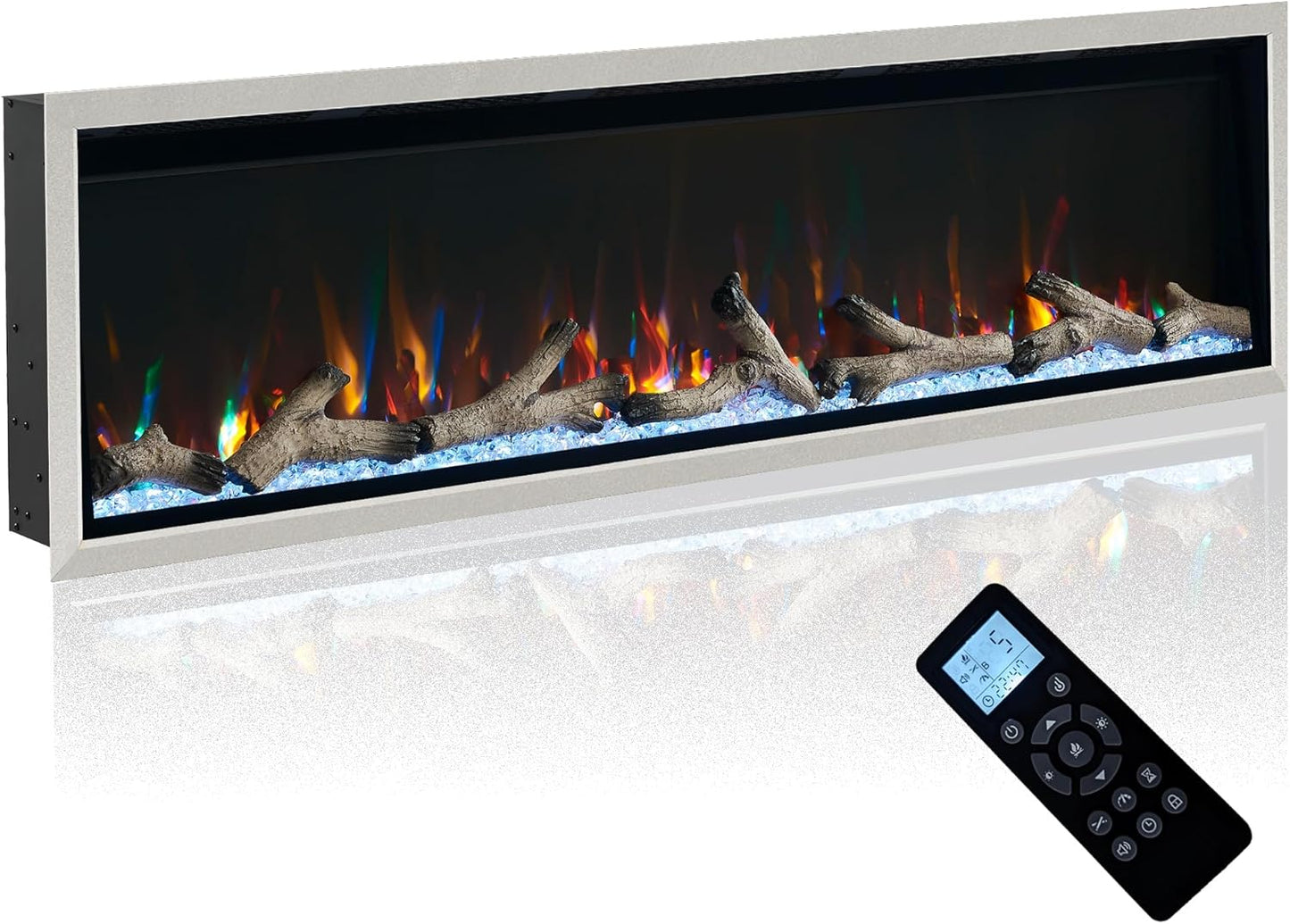 Modern 60 Inch Electric Fireplace - Stunning Realistic Flames