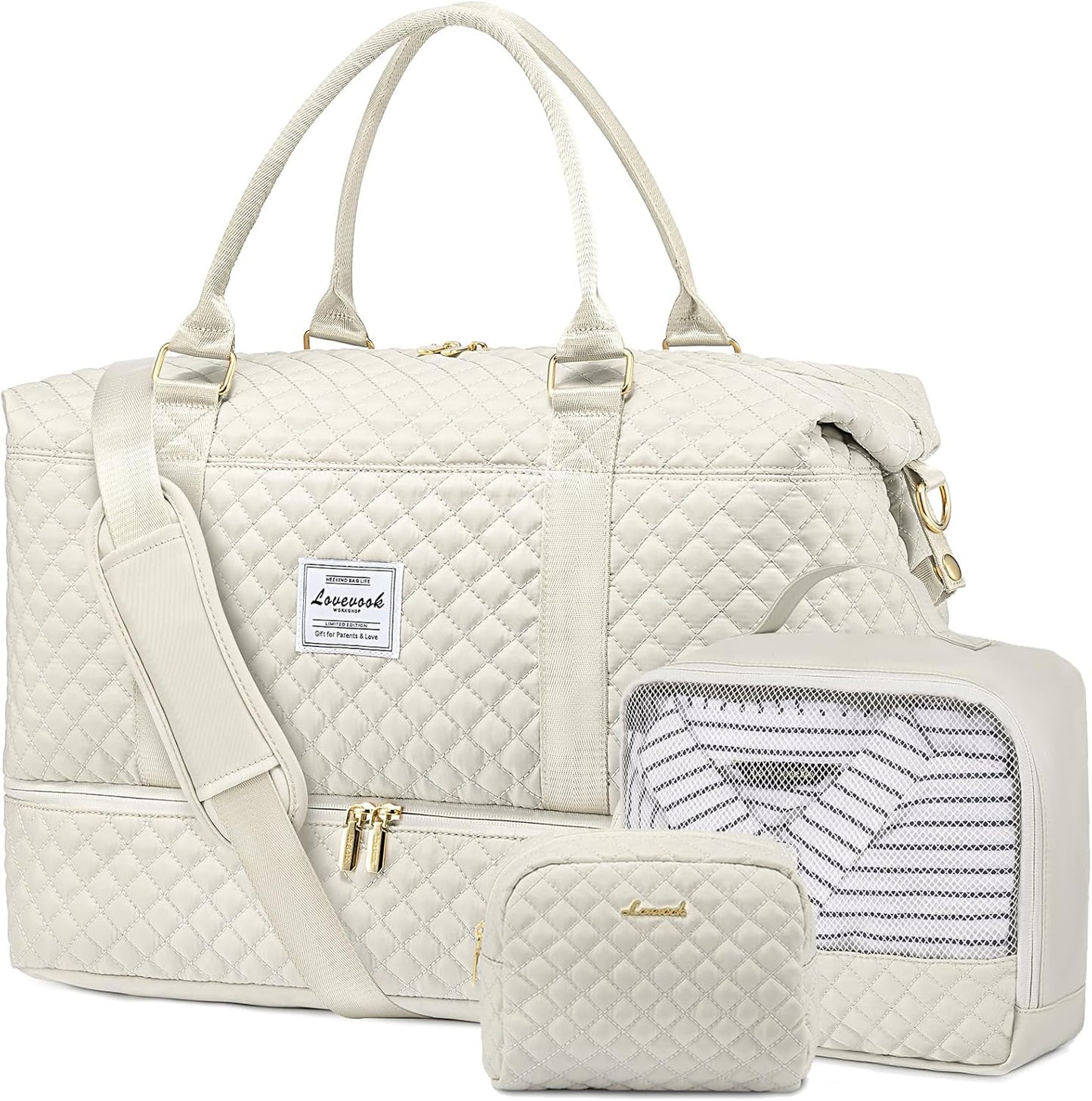 LOVEVOOK Travel Duffle Bag with Shoe Compartment for Women