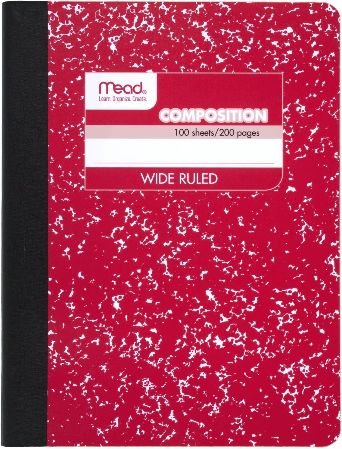 Mead Red Marble Wide Ruled Notebook - 100 Sheets