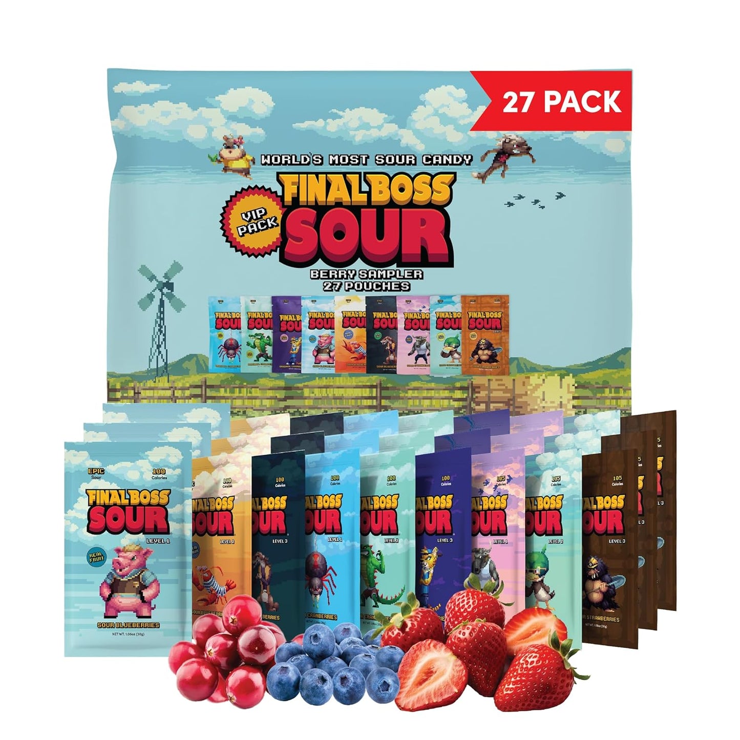 Final Boss Holiday Sour Candy Berry Variety Pack for All Ages