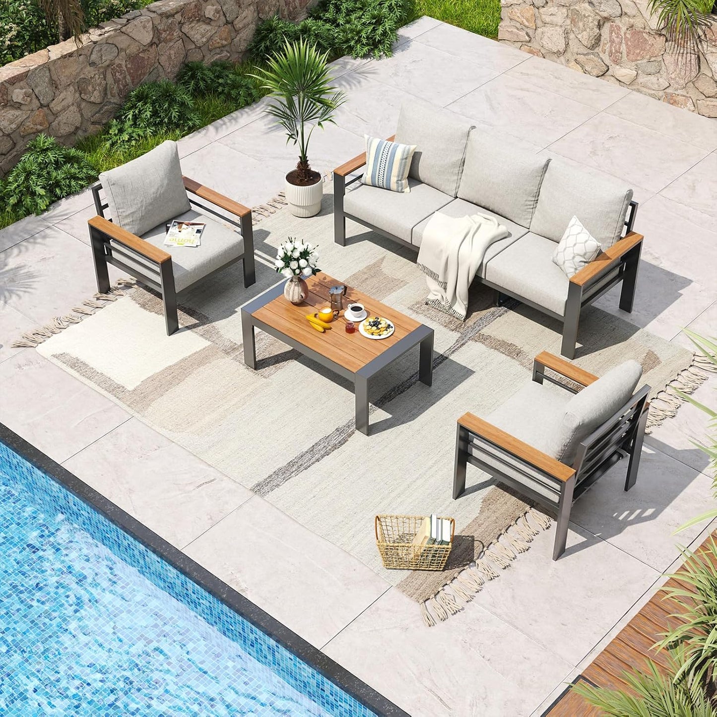 Aoxun Aluminum Patio Furniture Set for Comfortable Outdoor Living