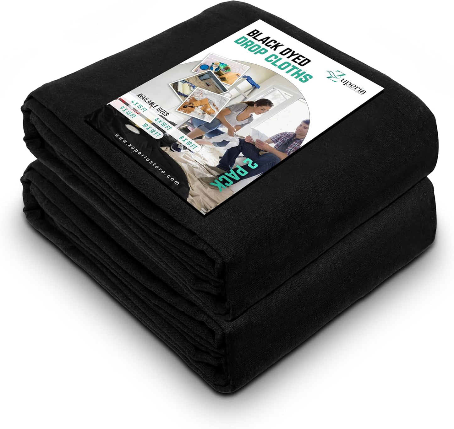 ZUPERIA Black Drop Cloth - Durable Canvas for Painting & Protection