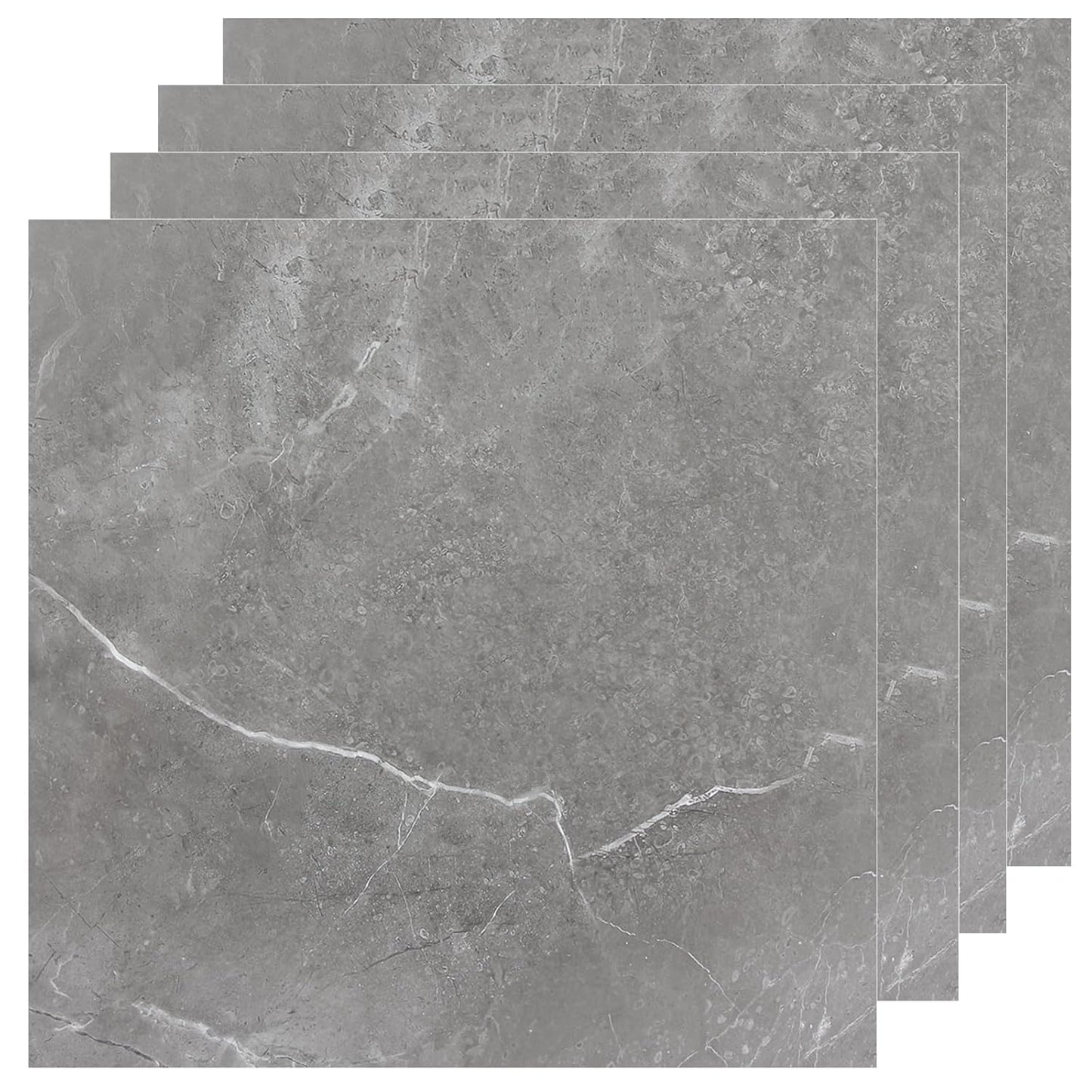40 Sheet Waterproof Grey Marble Peel and Stick Vinyl Flooring