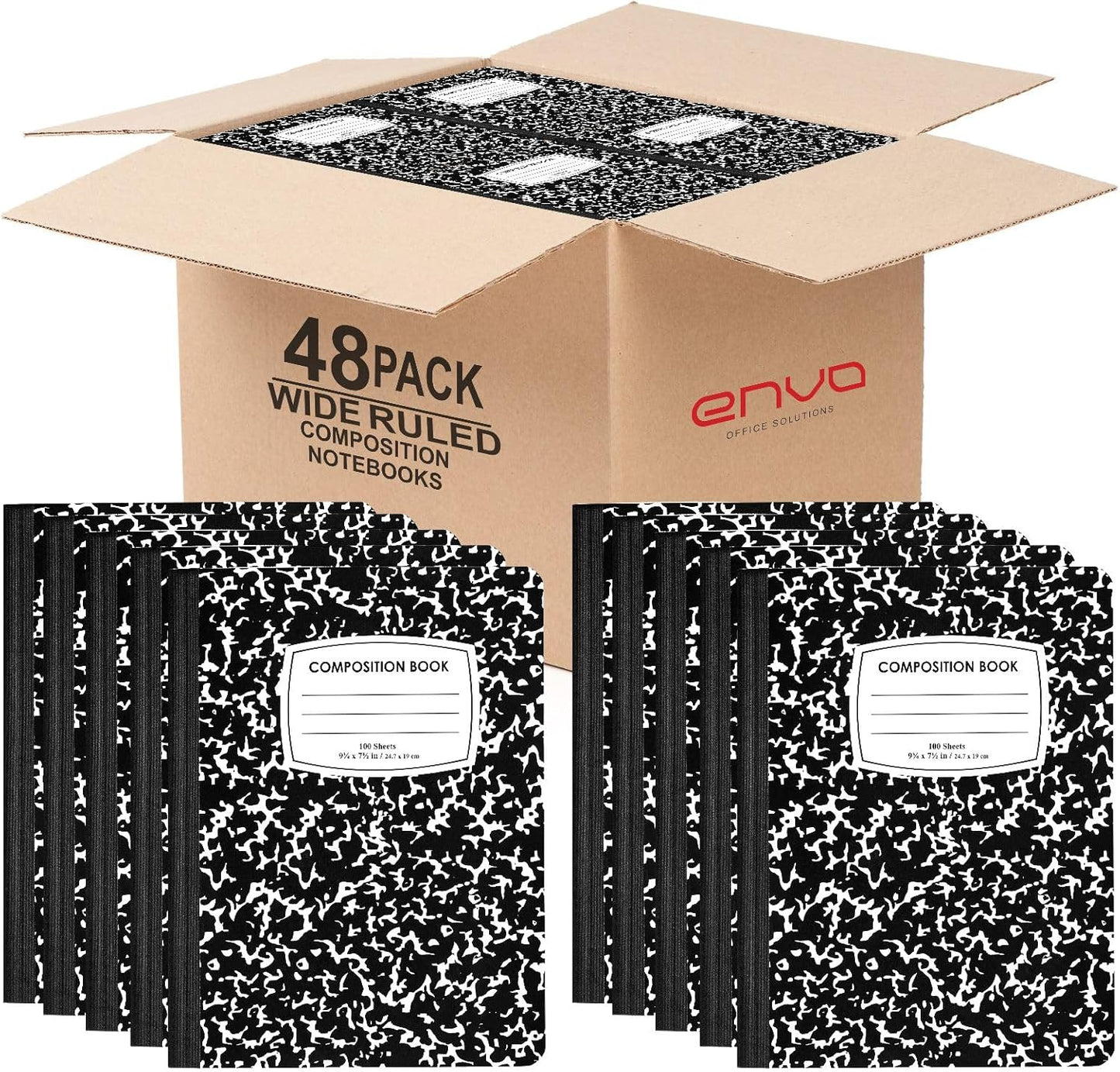 ENVO Black Marble Wide Ruled Notebooks (48-Pack)