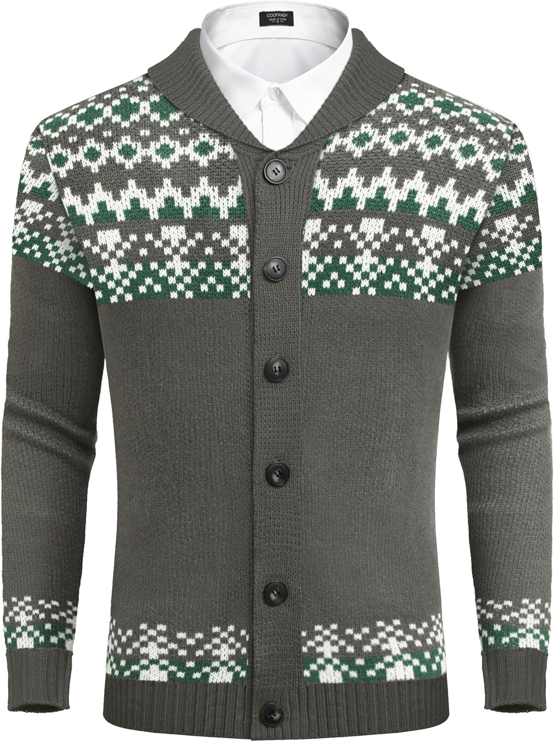 COOFANDY Men's Christmas Cardigans with Reindeer & Snowflake Design