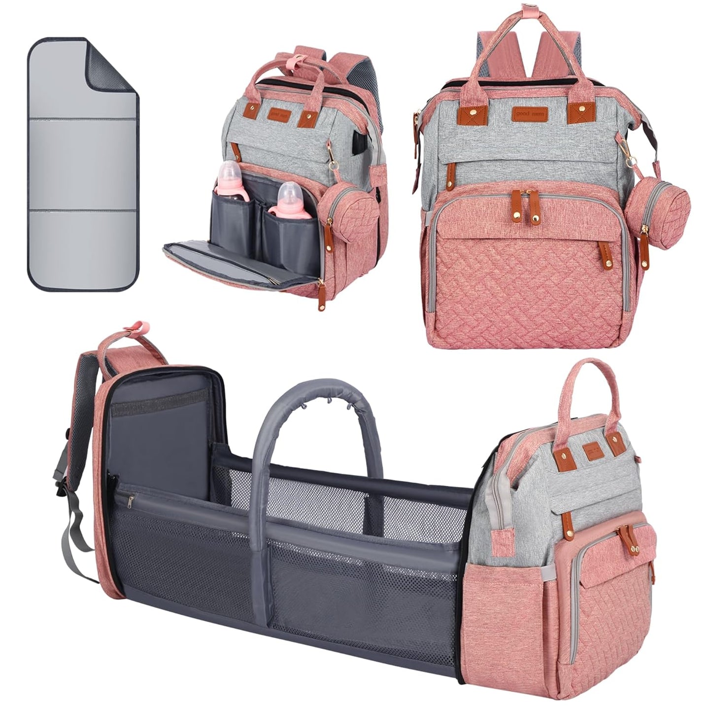 Multifunctional Diaper Bag Backpack with Changing Station