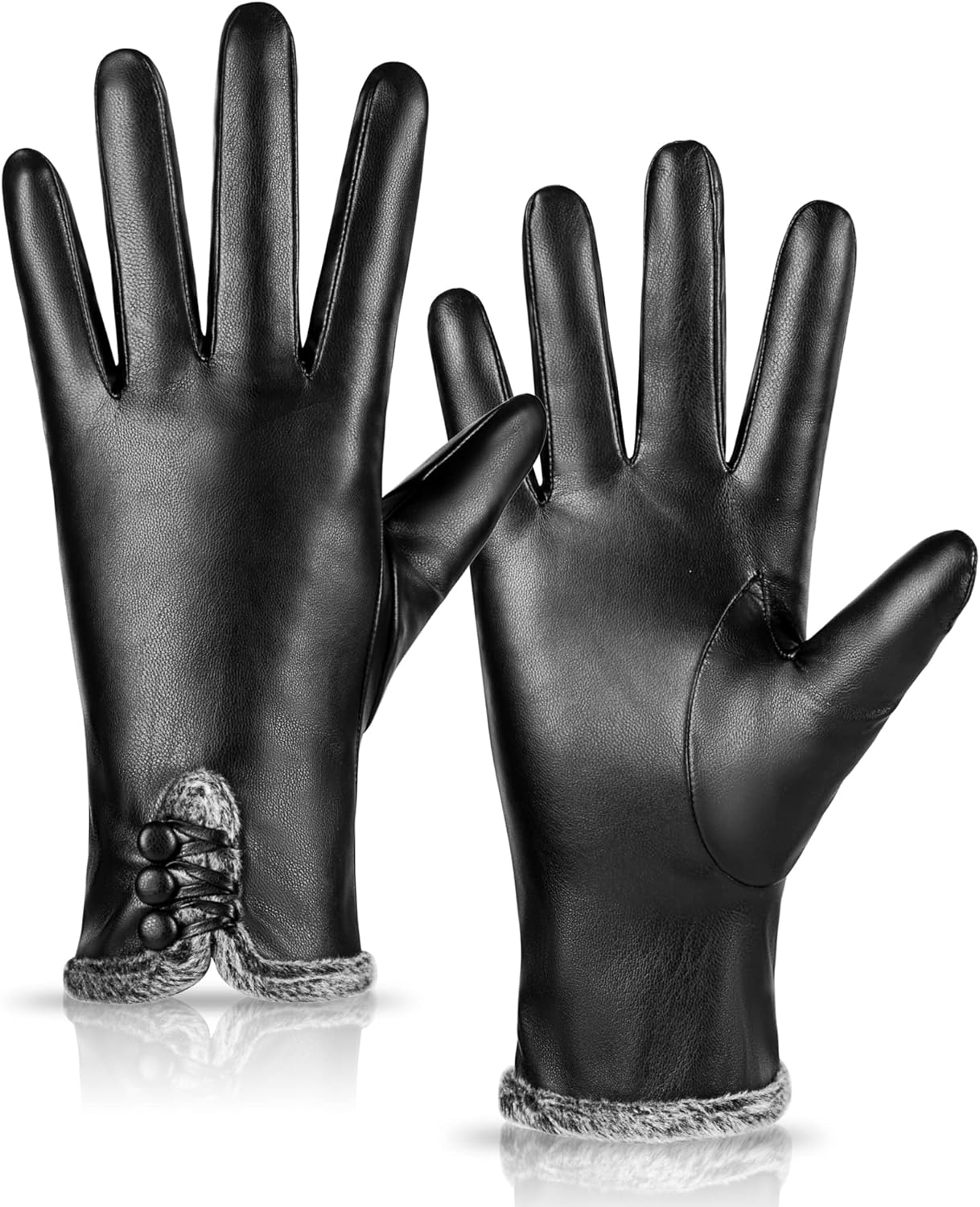 Cashmere-lined Women's Leather Gloves - Touchscreen & Stylish