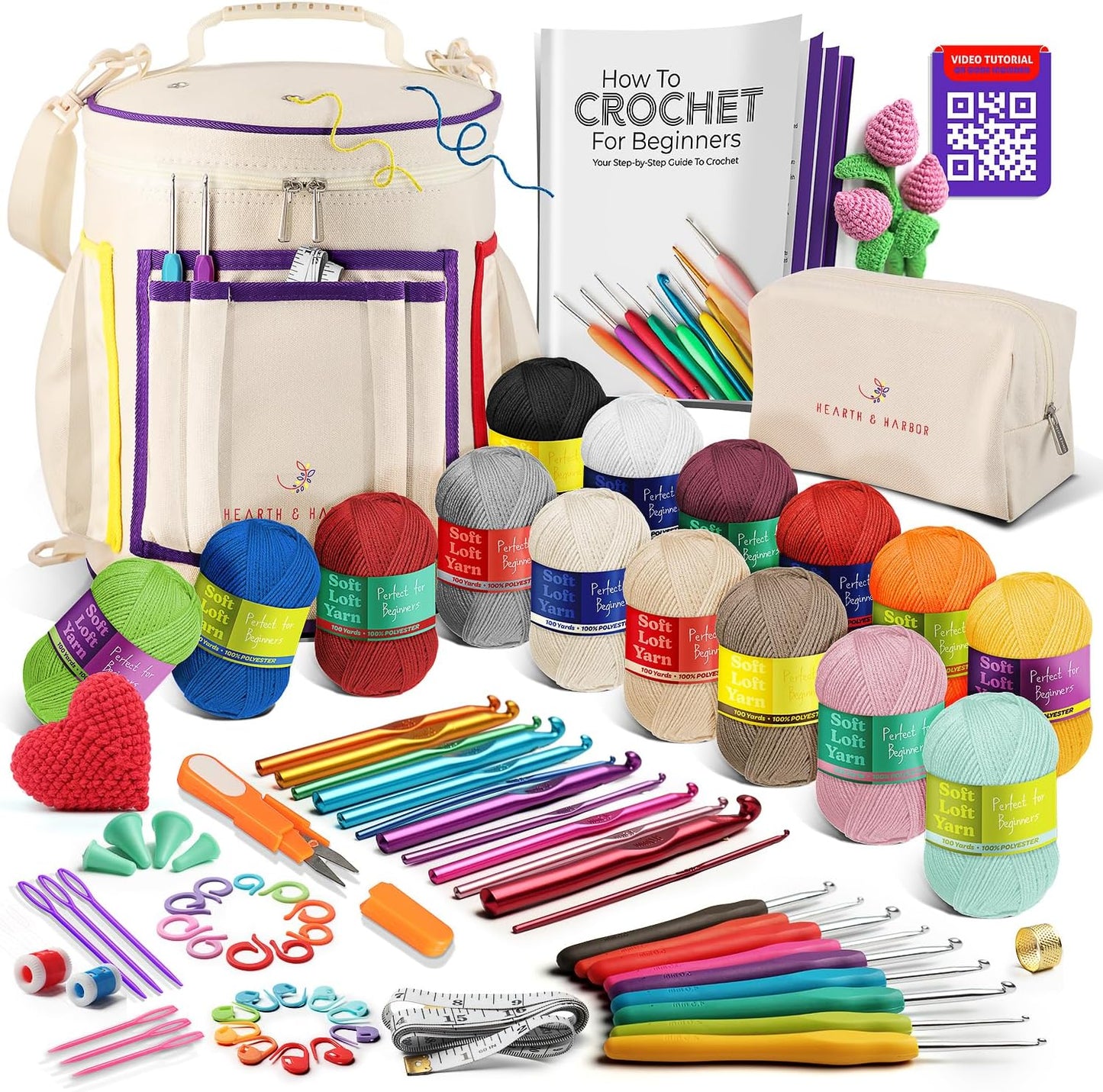 Beginner Crochet Kit with Yarn and Accessories for All Ages