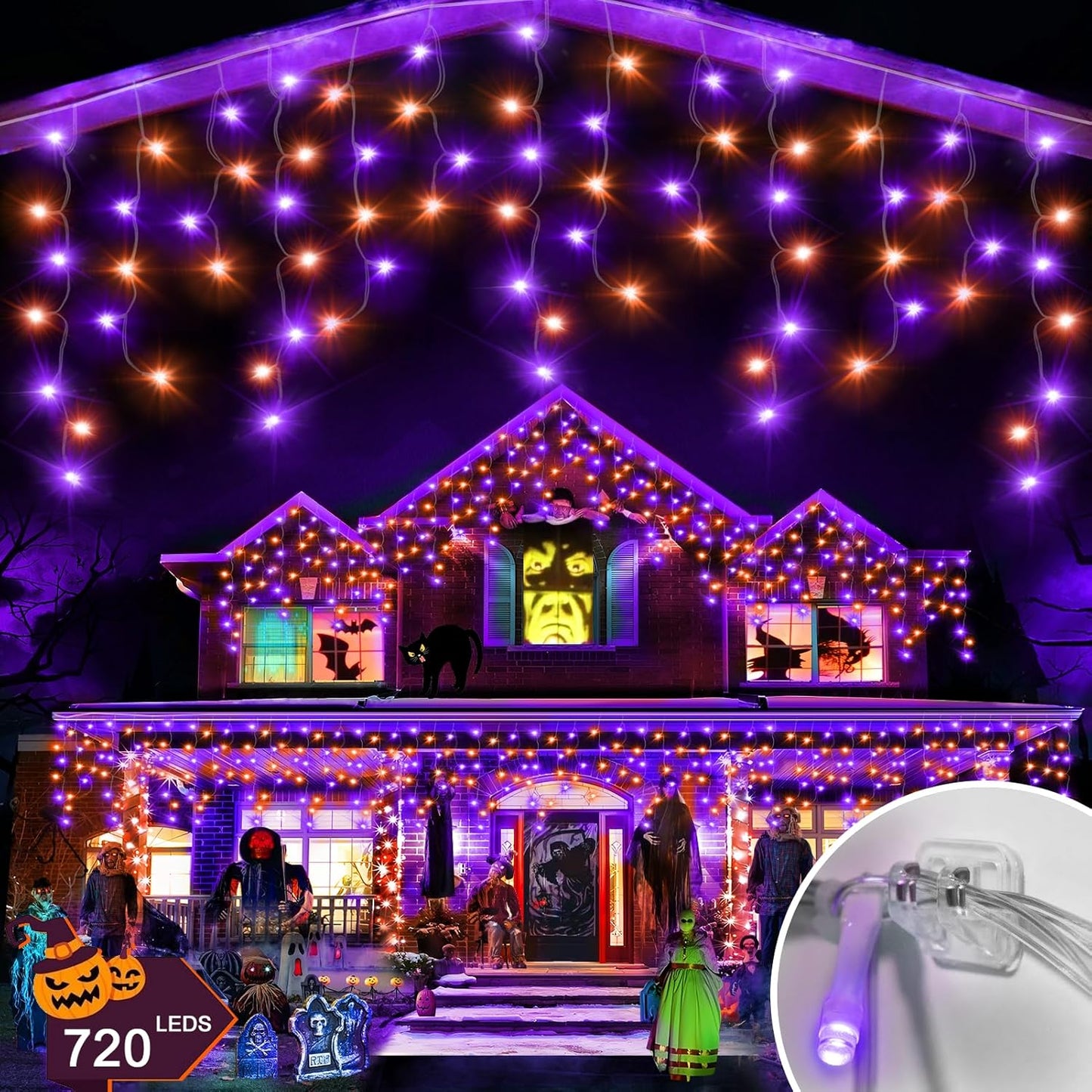 66 FT Halloween Lights Outdoor with 720 LED for Festive Decor