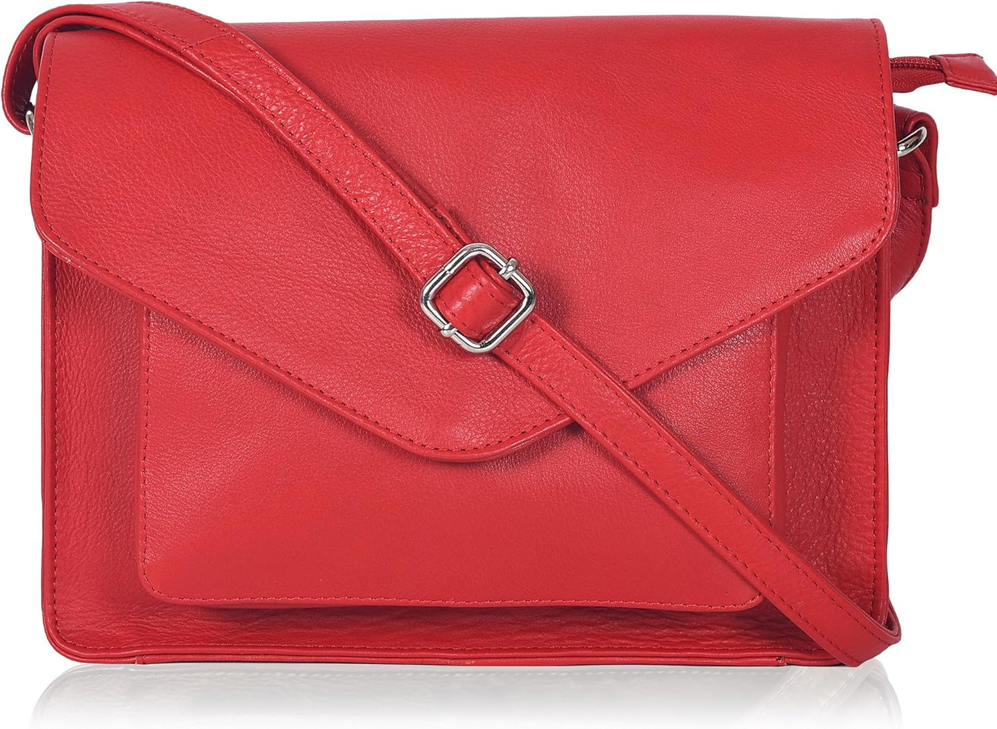 Genuine Leather Crossbody Handbag with Adjustable Strap for Women
