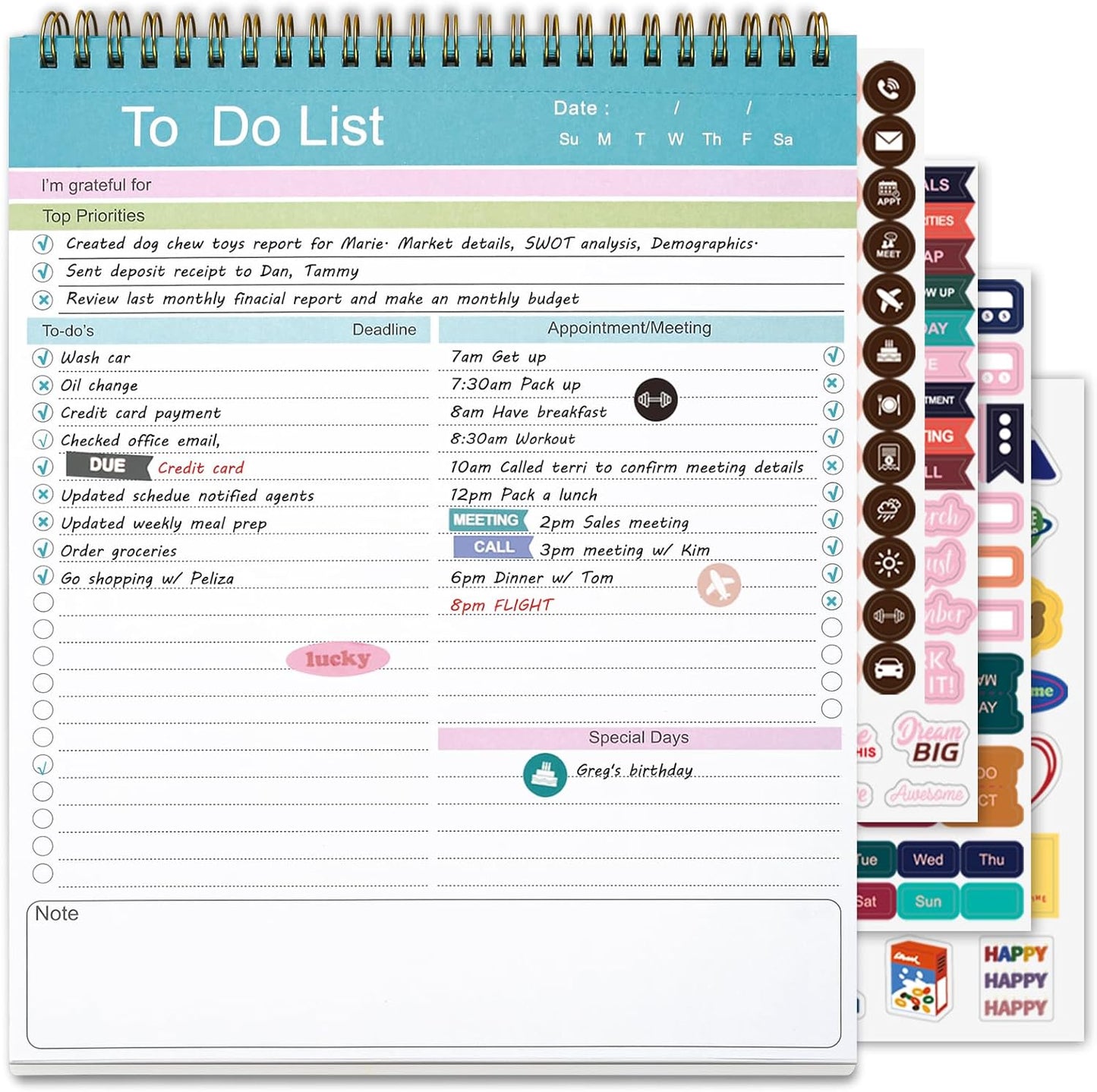GuanQiao Daily Task Planner - 52 Tear-Off Sheets for Efficient Planning