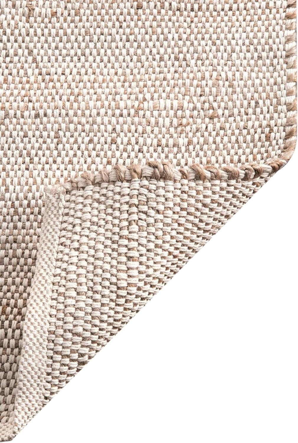 Jute Cotton Hand Woven Natural Area Rug for Rustic Decor