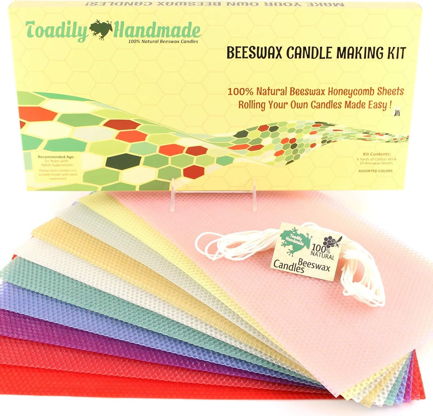 Beeswax Candle Making Kit with 10 Honeycomb Sheets in Colors