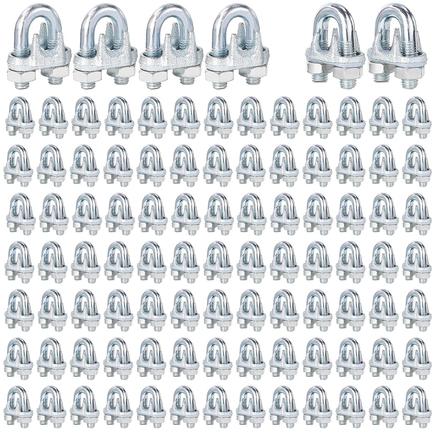 200PCS M6 Galvanized Zinc-Plated Wire Rope Cable Clamps for Rigging