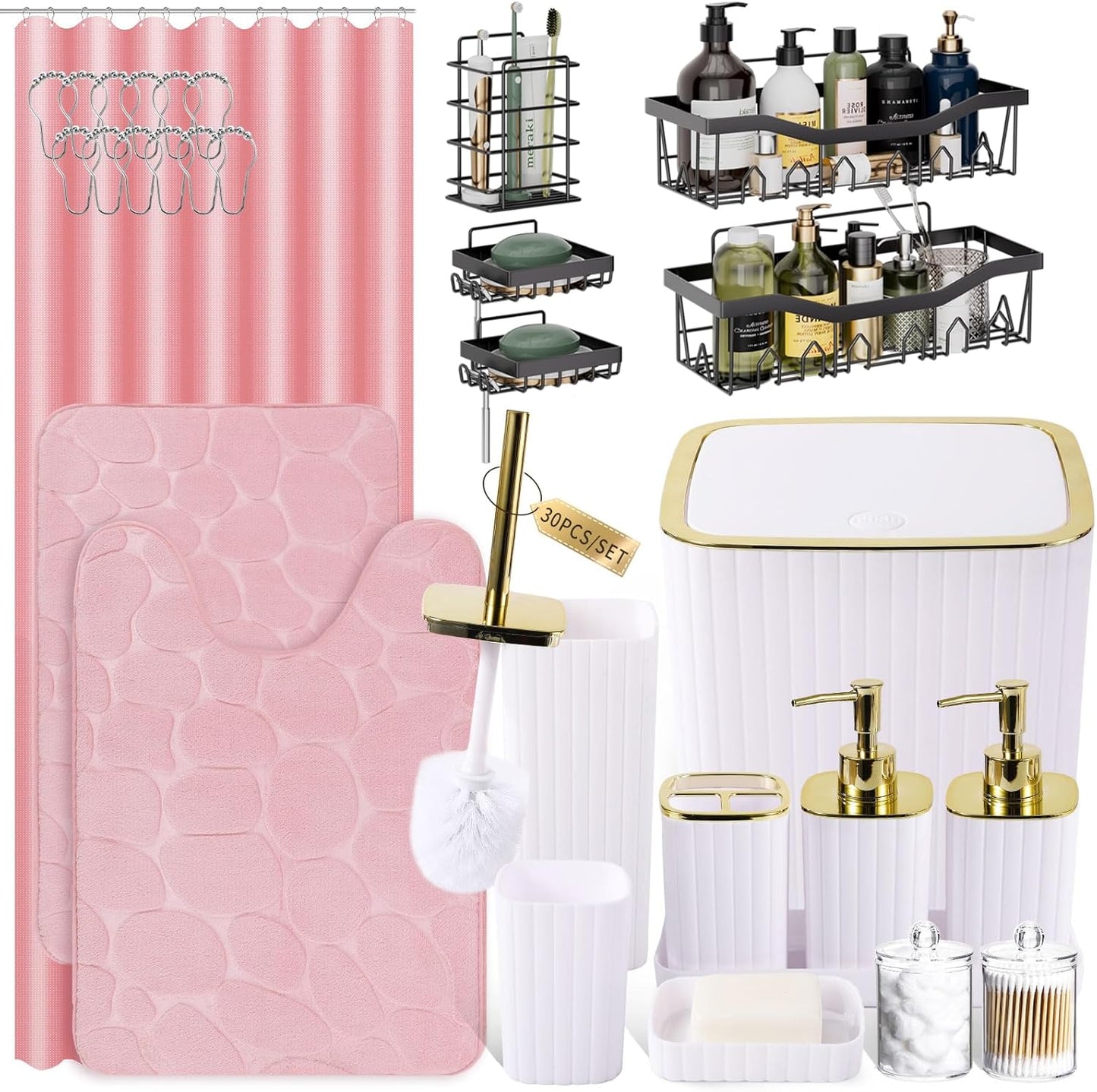30PC Gorgeous White Bathroom Accessories Set for Every Home